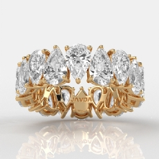 Pear Lab-Grown Diamond Prong Set Women's Eternity Wedding Band 14k Gold Yellow  (6.39Ct. tw.)