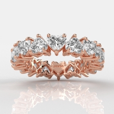 Prong Set Heart Lab-Grown Diamond Women's Eternity Wedding Band 14k Rose Gold  (3.9Ct. tw.)