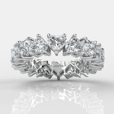 Prong Set Heart Lab-Grown Diamond Women's Eternity Wedding Band 14k Gold 3.9Ct