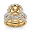2.5Ct Diamond Engagement Pave Ring Round Semi Mount Bridal Set 14k Yellow Gold - javda.com 