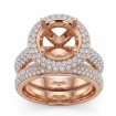 2.5Ct Diamond Engagement Pave Ring Round Semi Mount Bridal Set 14k Rose Gold - javda.com 
