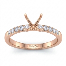 Round Diamond Pave Classic Engagement Ring Setting 18k Rose Gold (0.2Ct. tw.)