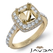 1.1Ct Halo Pave Diamond Engagement Cushion Semi Mount Ring 14k Yellow Gold Band - javda.com 