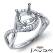 Diamond Engagement Ring Round Semi Mount Platinum 950 Halo Pave Setting 0.34Ct - javda.com 