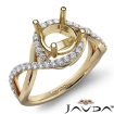 Diamond Engagement Ring Round Semi Mount 14k Yellow Gold Halo Pave Setting 0.34Ct - javda.com 