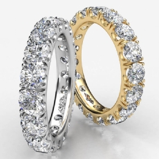 French U Cut Pave Round Diamond Eternity Women's Wedding Band 14k Gold Yellow  (4.1Ct. tw.)