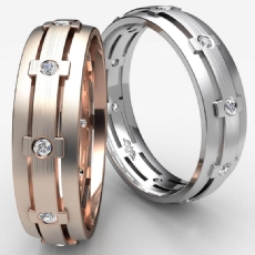 Bezel Set Men's Diamond Eternity Wedding Band Matte Finish  14k Rose Gold (0.25Ct. tw.)