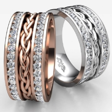 Braided Design  Diamond Men's Eternity Wedding Band 14k Rose Gold (1.75Ct. tw.)