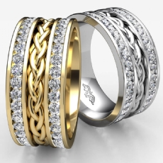 Braided Design  Diamond Men's Eternity Wedding Band 14k Gold Yellow (1.75Ct. tw.)