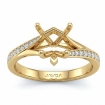 Heart Diamond Engagement Pave Set 18k Yellow Gold Heart Semi Mount Ring 0.35Ct - javda.com 