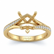 Heart Diamond Engagement Pave Set 14k Gold Yellow Heart Semi Mount Ring  (0.35Ct. tw.)