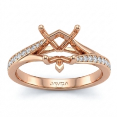 Heart Diamond Engagement Pave Set 18k Rose Gold Heart Semi Mount Ring  (0.35Ct. tw.)