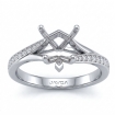 Heart Diamond Engagement Pave Set 14k White Gold Heart Semi Mount Ring 0.35Ct - javda.com 