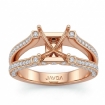 0.71Ct Round Diamond Women's Engagement Ring Setting 18k Rose Gold Semi Mount - javda.com 