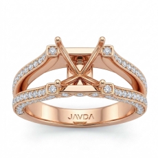 Round Diamond Women's Engagement Ring Setting 18k Rose Gold Semi Mount (0.71Ct. tw.)