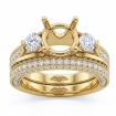 3Ct Diamond Engagement Pave Ring Round 3 Stone Bridal Setting 18k Yellow Gold - javda.com 