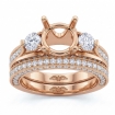 3Ct Diamond Engagement Pave Ring Round 3 Stone Bridal Setting 18k Rose Gold - javda.com 