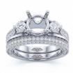 3Ct Diamond Engagement Pave Ring Round 3 Stone Bridal Setting 14k White Gold - javda.com 