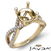 French Cut Pave Diamond Engagement Ring 18k Yellow Gold Round Semi Mount 0.44Ct - javda.com 