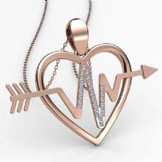 Diamond Heartbeat Heart Pendant Necklace 14k Rose Gold 18 Inch Chain  (0.21Ct. tw.)