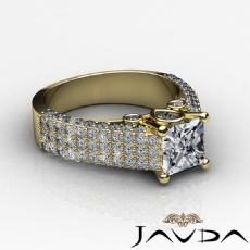 Prong Bezel Pave Sidestone diamond Ring 18k Gold Yellow