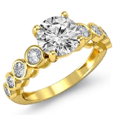 Classic Sidestone Bezel Set diamond Ring 14k Gold Yellow