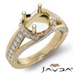Diamond Engagement Ring 18k Yellow Gold Round Semi Mount Pave Set Band 0.9Ct - javda.com 