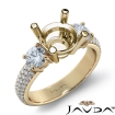 3 Stone Diamond Engagement Ring Round Semi Mount Prong Set 18k Yellow Gold 0.9Ct - javda.com 