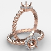 Twisted Rope Shank Round Diamond Halo Semi Mount Engagement Ring 18k Rose Gold 0.15Ct - javda.com 