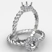 Twisted Rope Shank Round Diamond Halo Semi Mount Engagement Ring 14k White Gold 0.15Ct - javda.com 