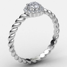 Twisted Rope Prong Set Halo diamond Ring 14k Gold White