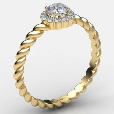 Twisted Rope Prong Set Halo diamond Ring 18k Gold Yellow