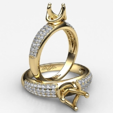 Three Row Round Diamond Semi Mount Engagement Ring in 18k Gold Yellow  (0.3Ct. tw.)