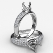 Three Row Round Diamond Semi Mount Engagement Ring in Platinum 950 0.3Ct - javda.com 