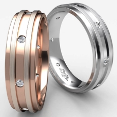 Step Edge Matte Bezel Diamond Eternity Men's Wedding Band 14k Rose Gold (0.1Ct. tw.)