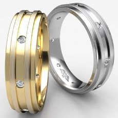 0.10 Ct Step Edge Matte Bezel Diamond Eternity Men's Wedding Band 14k White Gold