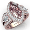 3 Stone Marquise Halo Diamond Engagement  Antique & Vintage Ring 14k Rose Gold Semi Mount 1.85Ct - javda.com 