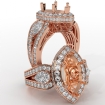 3 Stone Marquise Halo Diamond Engagement  Antique & Vintage Ring 18k Rose Gold Semi Mount 1.35Ct - javda.com 