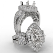 3 Stone Marquise Halo Diamond Engagement  Antique & Vintage Ring 18k White Gold Semi Mount 1.85Ct - javda.com 