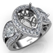 Pear Diamond Antique Engagement Halo 3Stone Ring Setting Platinum 950 Semi-Mount 1.95Ct - javda.com 