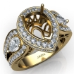 Pear Diamond Antique Engagement Halo 3Stone Ring Setting 14k Yellow Gold Semi-Mount 1.95Ct - javda.com 