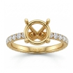 0.5Ct Pave Setting Diamond Engagement Ring Round Semi Mount 18k Yellow Gold - javda.com 