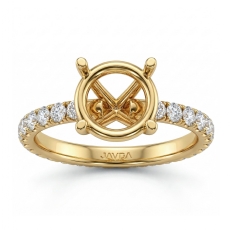 Pave Setting Diamond Engagement Ring Round Semi Mount 14k Gold Yellow (0.5Ct. tw.)