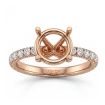 0.5Ct Pave Setting Diamond Engagement Ring Round Semi Mount 14k Rose Gold - javda.com 