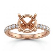 Pave Setting Diamond Engagement Ring Round Semi Mount 14k Rose Gold (0.5Ct. tw.)