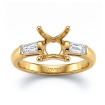 3 Stone Baguette Round Diamond Engagement Ring 18k Yellow Gold Setting 0.3Ct - javda.com 