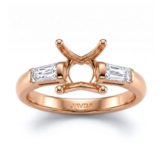 3 Stone Baguette Round Diamond Engagement Ring 18k Rose Gold Setting  (0.3Ct. tw.)