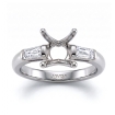 3 Stone Baguette Round Diamond Engagement Ring 14k White Gold Setting 0.3Ct - javda.com 