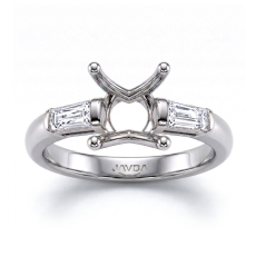 3 Stone Baguette Round Diamond Engagement Ring 14k Gold Setting 0.30Ct