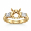Baguette Round Diamond 3 Stone Engagement Ring Setting 14k Yellow Gold 0.5Ct - javda.com 